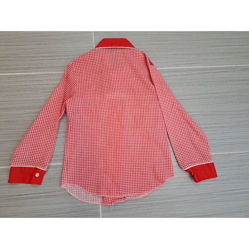 Vtg Sears Girls Red White Embroidered Western  Long Sleeve Shirt 6X Cotton Blend - Picture 8 of 8